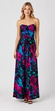 Dusk Collection Sheila Yen Vintage Silk Strapless Gown Dress Womens Size 8 Blue